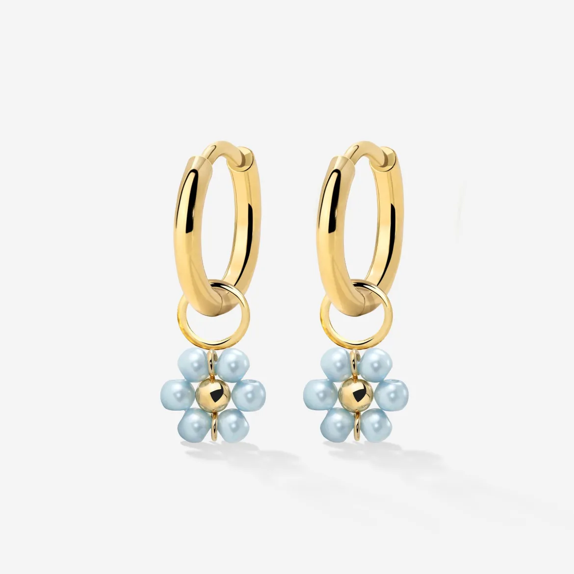 Forever Blue Daisy Hoop Set Small Gold