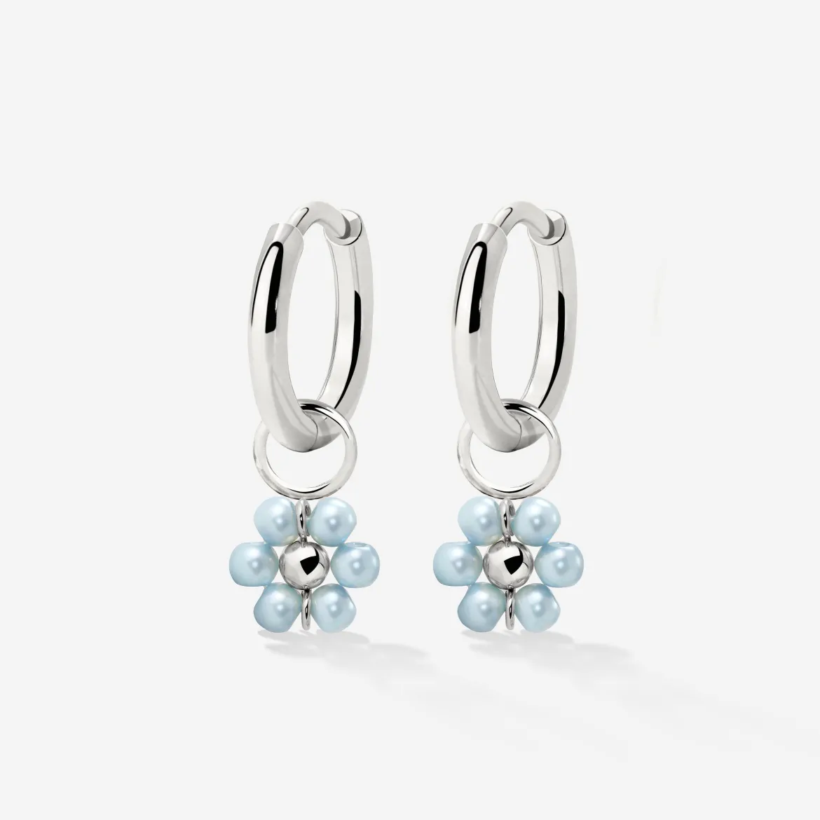 Forever Blue Daisy Hoop Set Small Silber