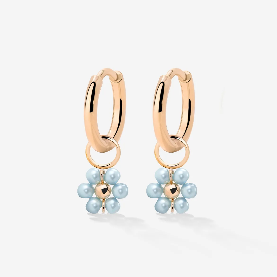 Forever Blue Daisy Hoop Set Small Roségold