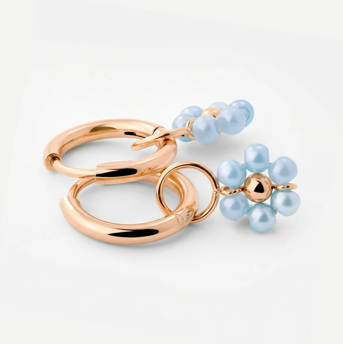 Forever Blue Daisy Hoop Set Small Roségold