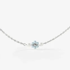 Forever Blue Daisy Necklace Silber