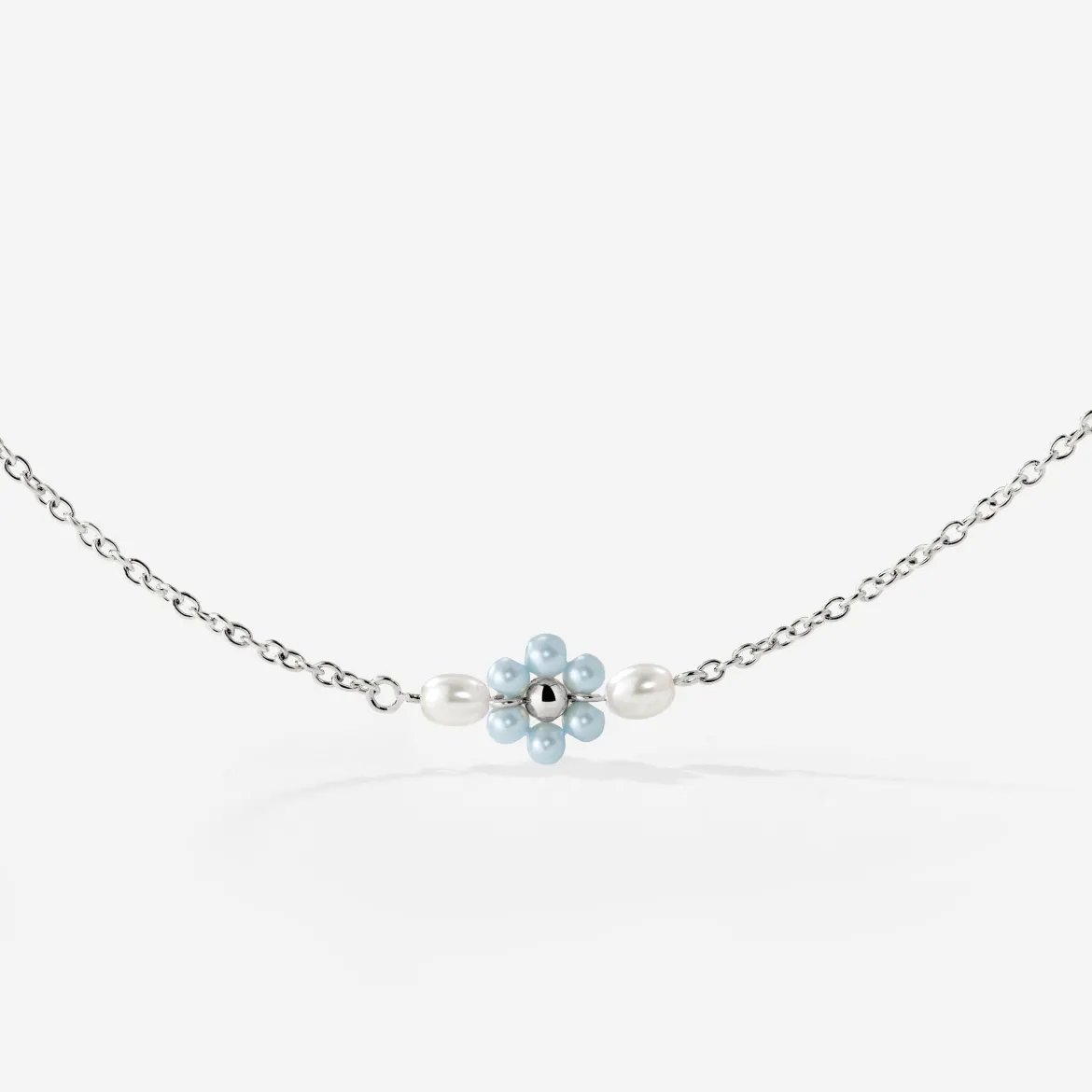 Forever Blue Daisy Necklace Silber