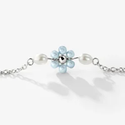 Forever Blue Daisy Necklace Silber
