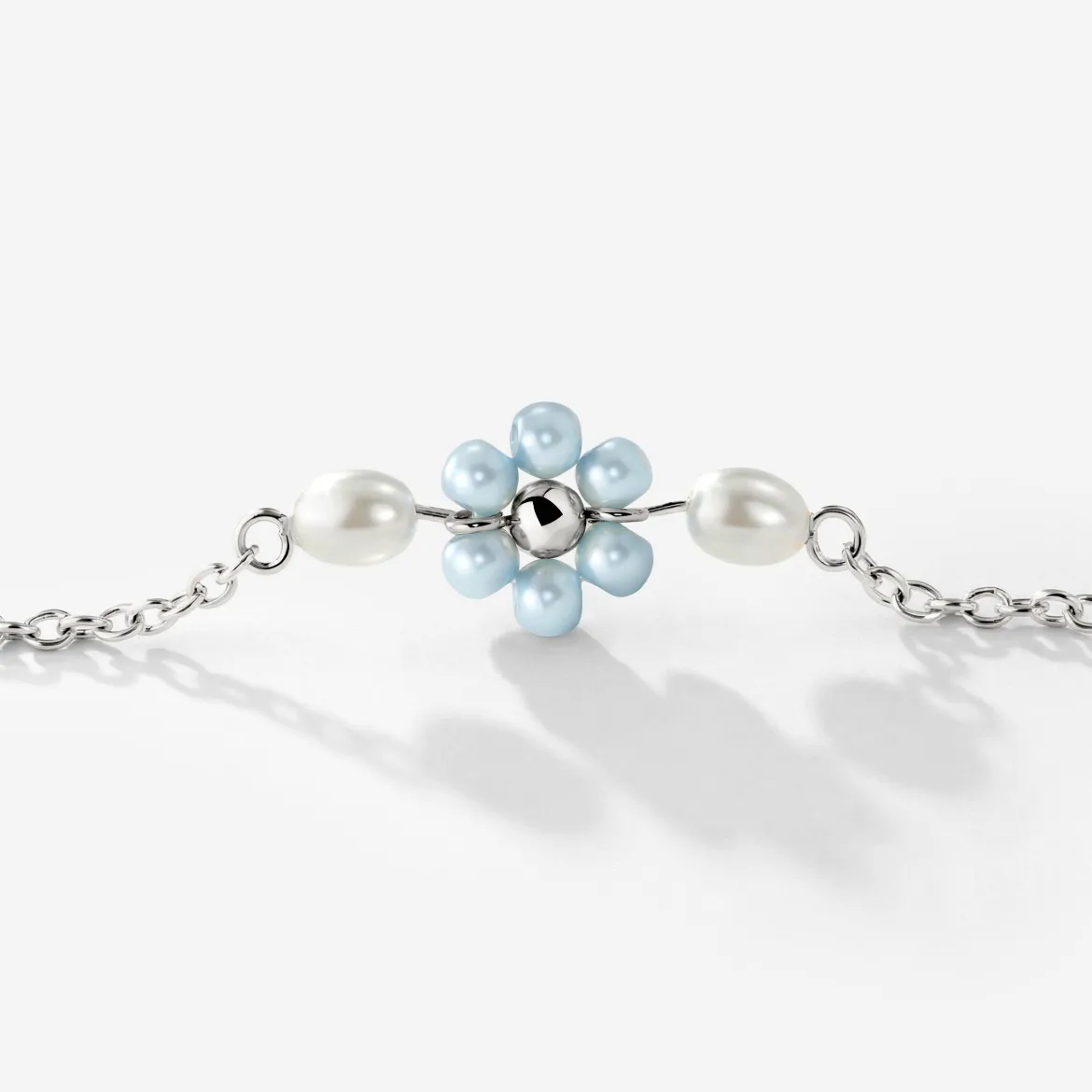 Forever Blue Daisy Necklace Silber