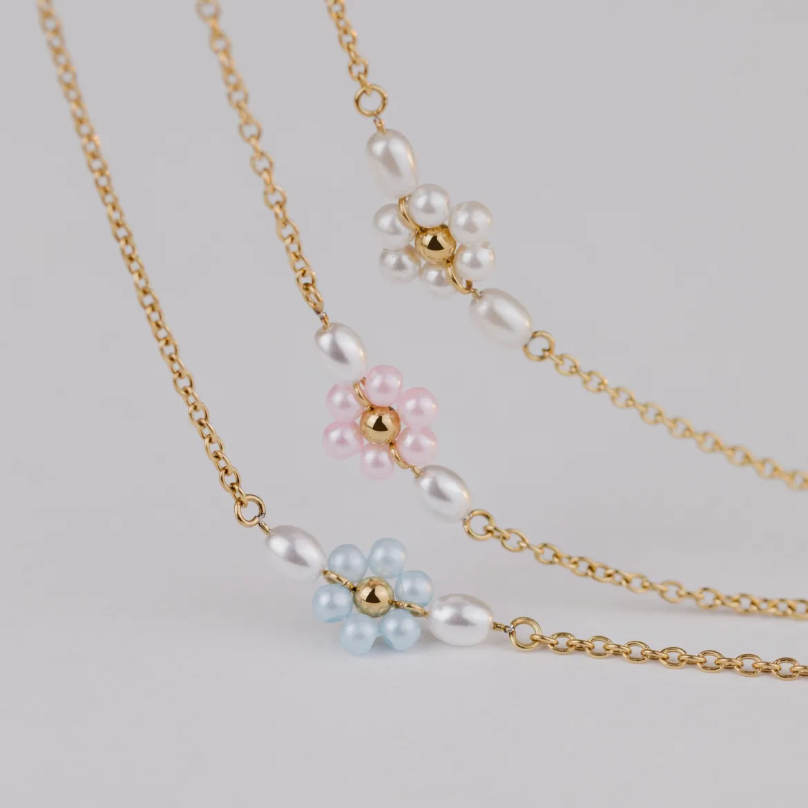 Forever Blue Daisy Necklace Silber