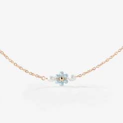 Forever Blue Daisy Necklace Roségold