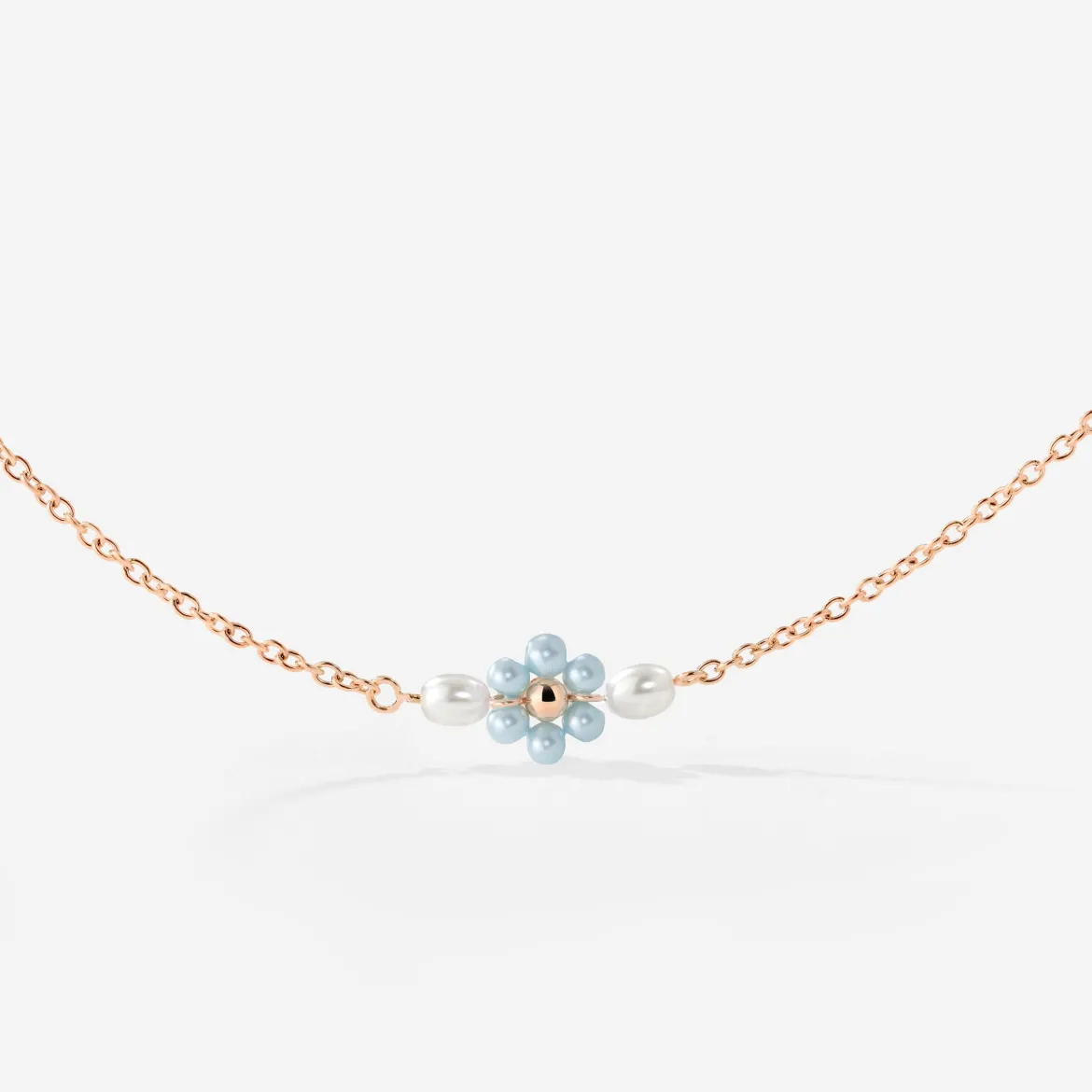 Forever Blue Daisy Necklace Roségold