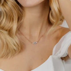 Forever Blue Daisy Necklace Roségold