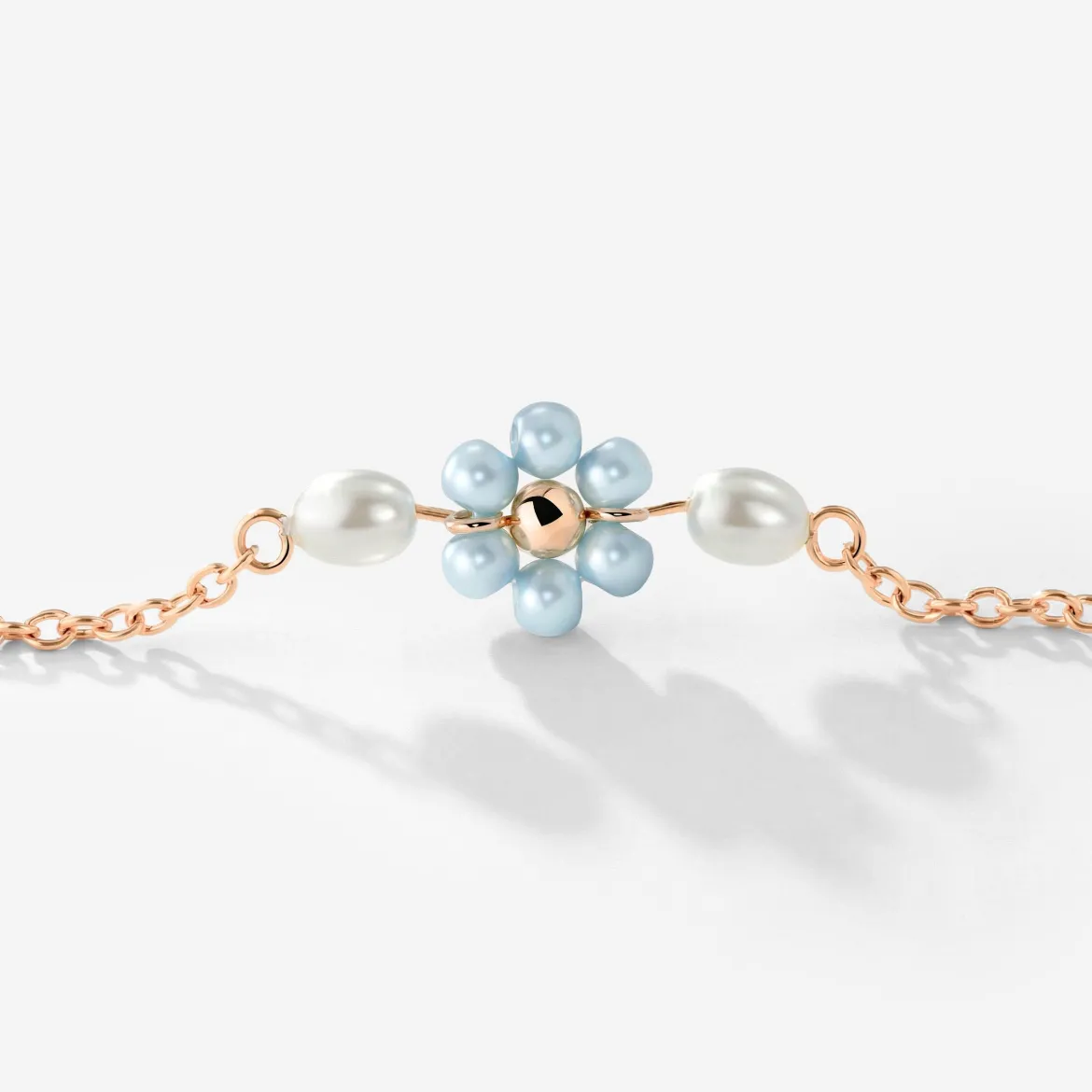 Forever Blue Daisy Necklace Roségold