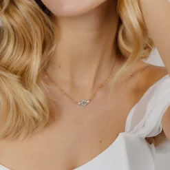 Forever Blue Daisy Necklace Gold