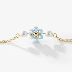 Forever Blue Daisy Necklace Gold