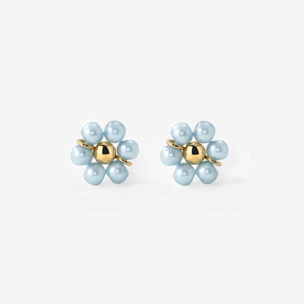 Forever Blue Daisy Studs Gold