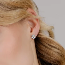 Forever Blue Daisy Studs Gold