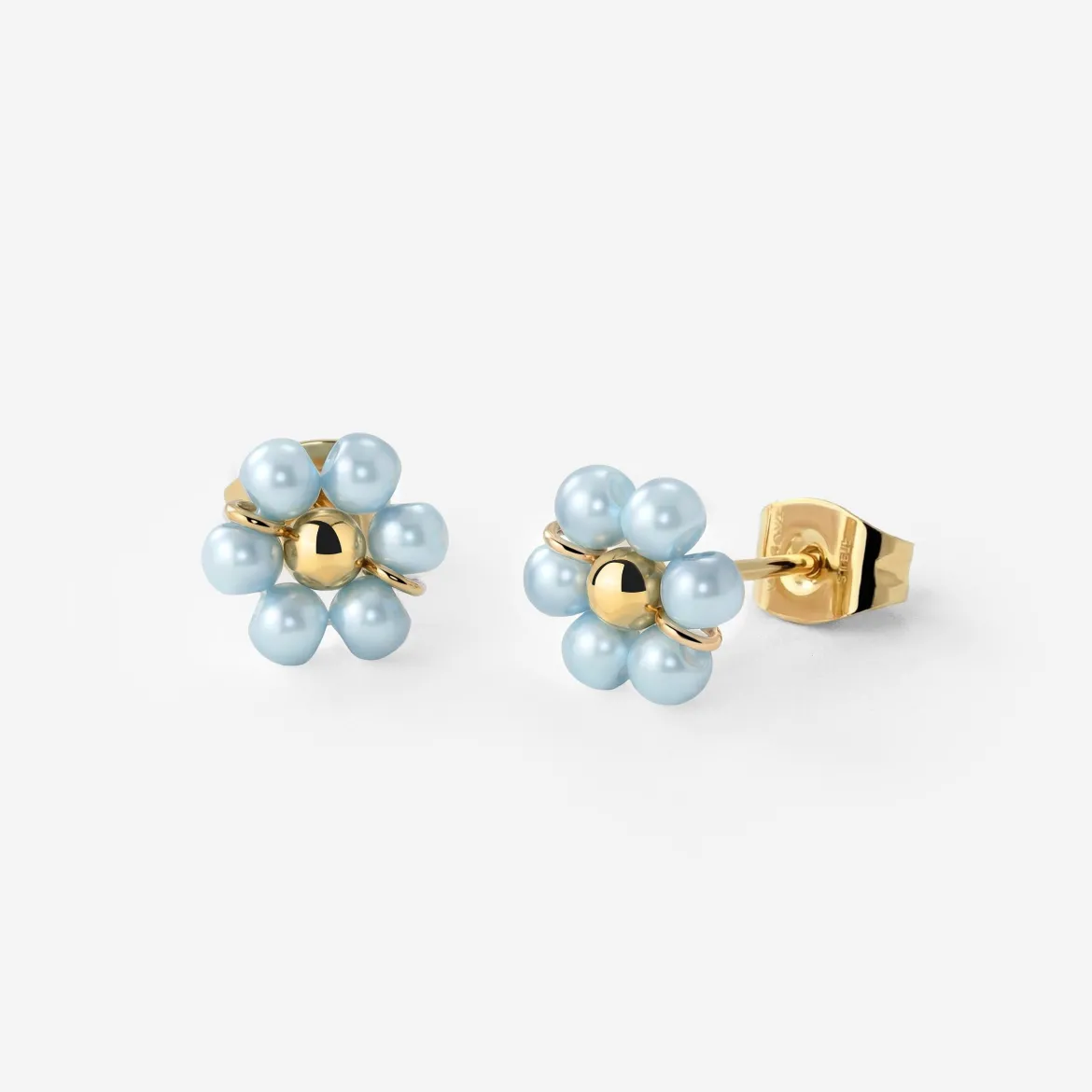 Forever Blue Daisy Studs Gold