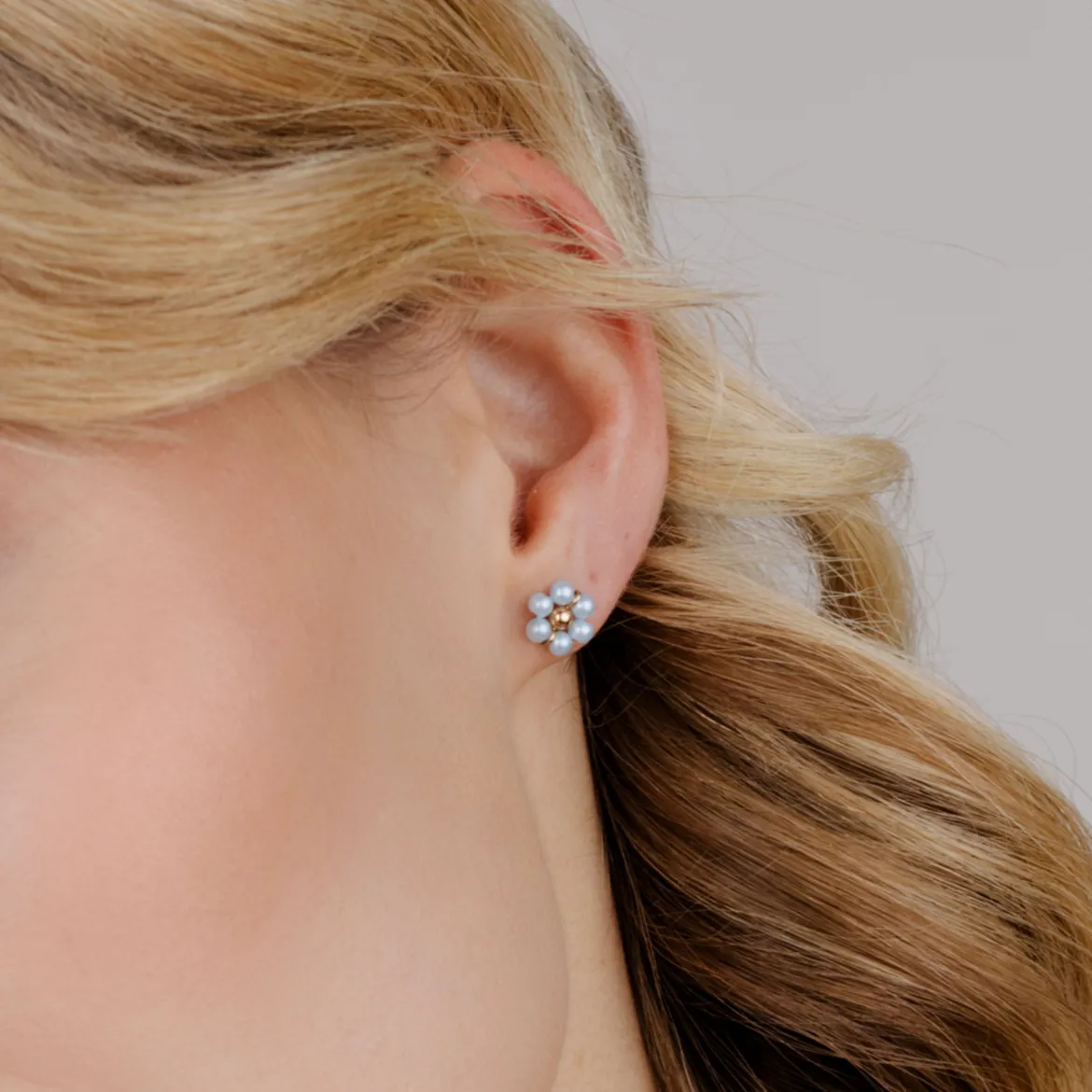 Forever Blue Daisy Studs Roségold
