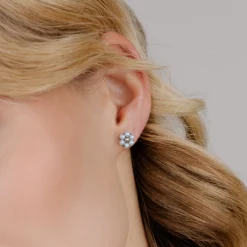 Forever Blue Daisy Studs Silber