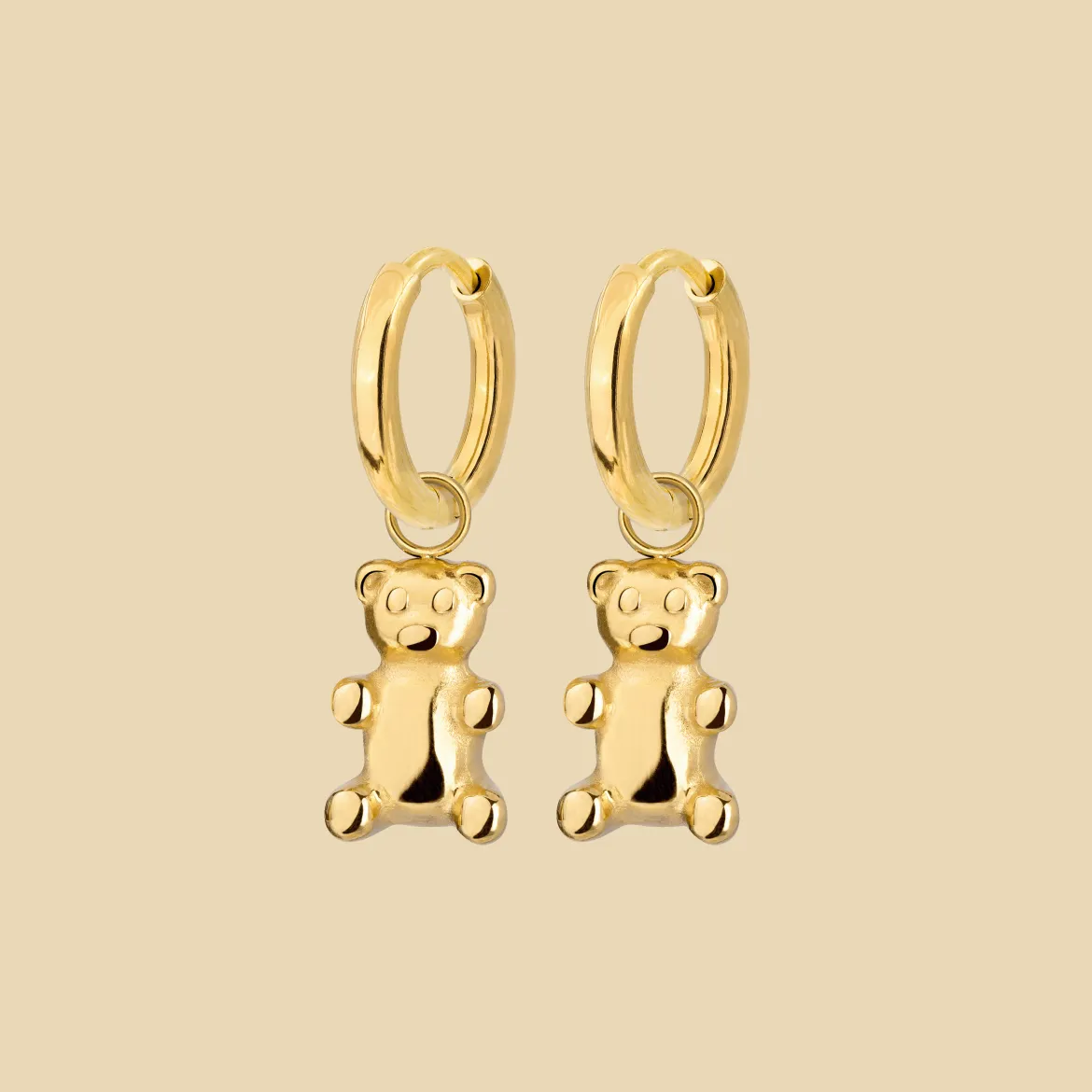 Fortune Bear Hoop Set Baby Gold
