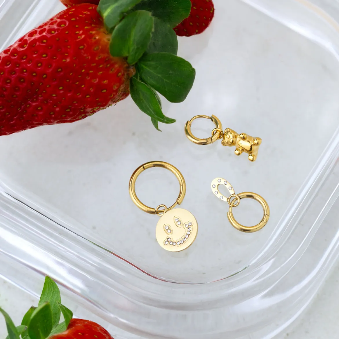 Fortune Bear Hoop Set Baby Gold