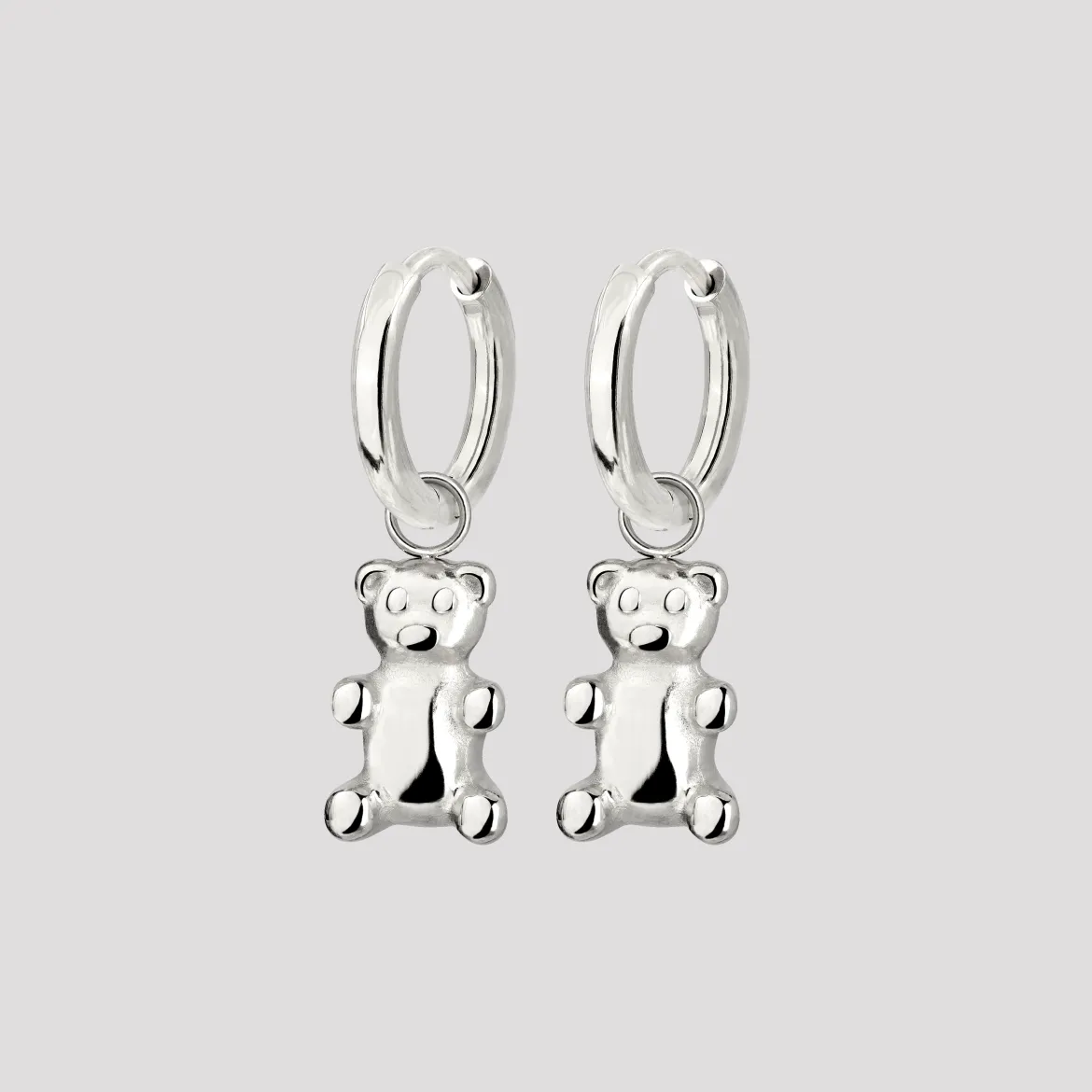 Fortune Bear Hoop Set Baby Silber