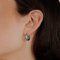 Gilded Curve Hoops Silber