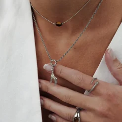 Giraffe Rope Chain Necklace Set Silber