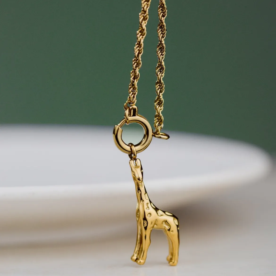 Giraffe Rope Chain Necklace Set Gold