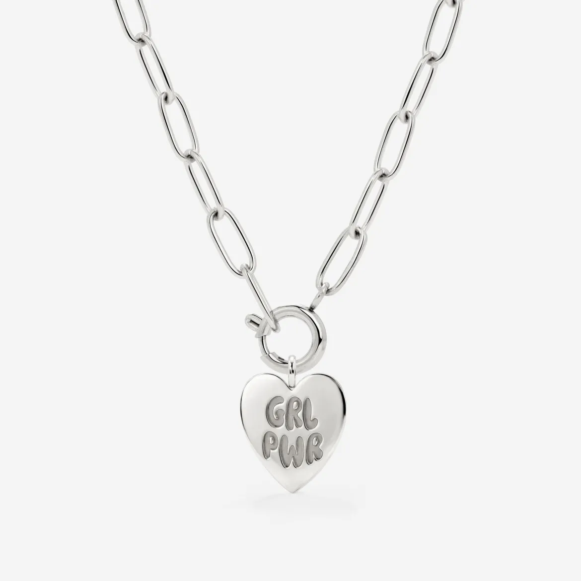 Girl Power Oval Links Necklace Set Silber