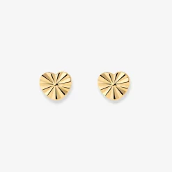 Glass Heart Studs Gold