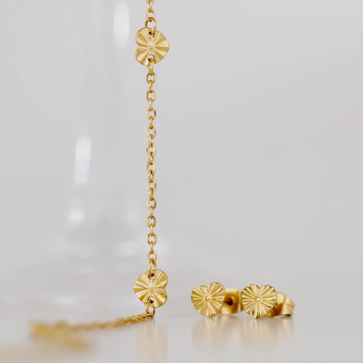 Glass Heart Studs Roségold