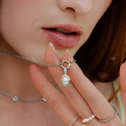 Glazed Singapore Chain Necklace Set Silber