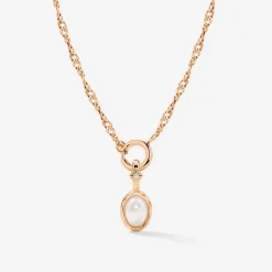 Glazed Singapore Chain Necklace Set Roségold