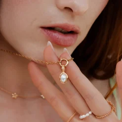 Glazed Singapore Chain Necklace Set Roségold