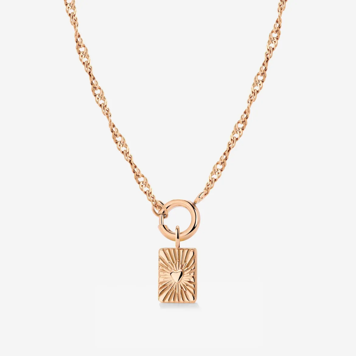 Glowing Heart Singapore Chain Necklace Set Roségold