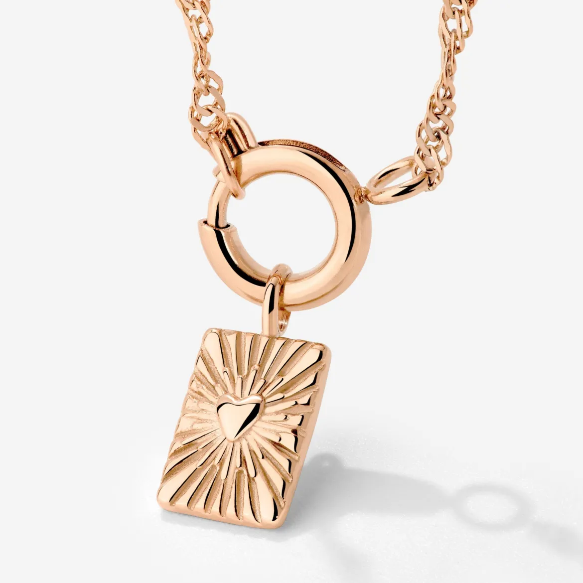 Glowing Heart Singapore Chain Necklace Set Roségold