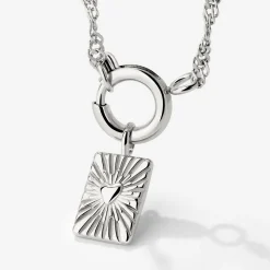 Glowing Heart Singapore Chain Necklace Set Silber
