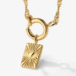 Glowing Heart Singapore Chain Necklace Set Gold