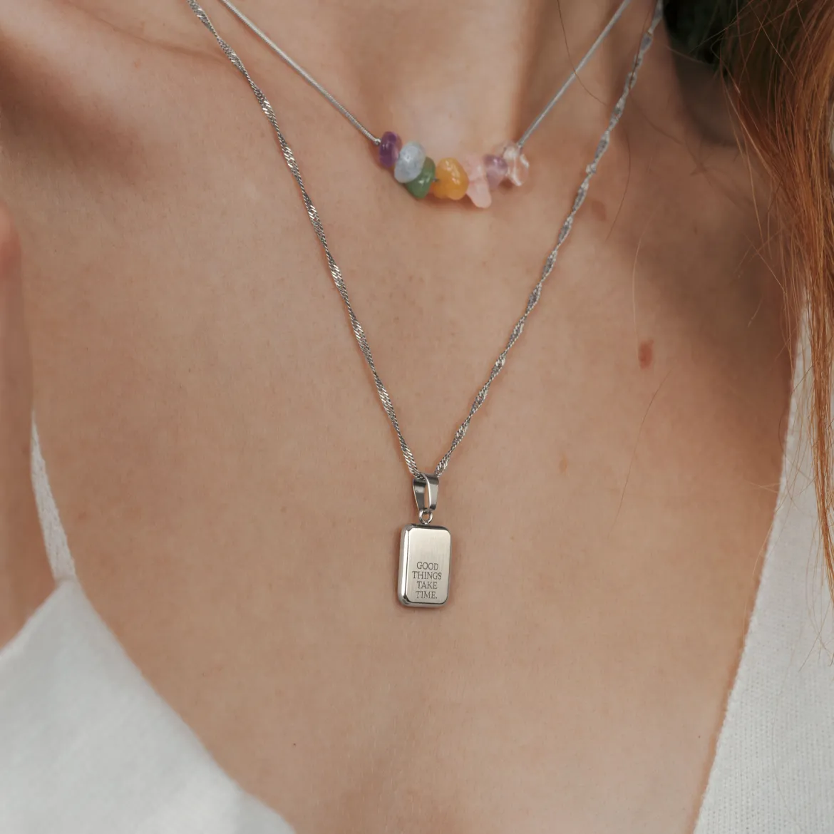 Good things take time Necklace Silber