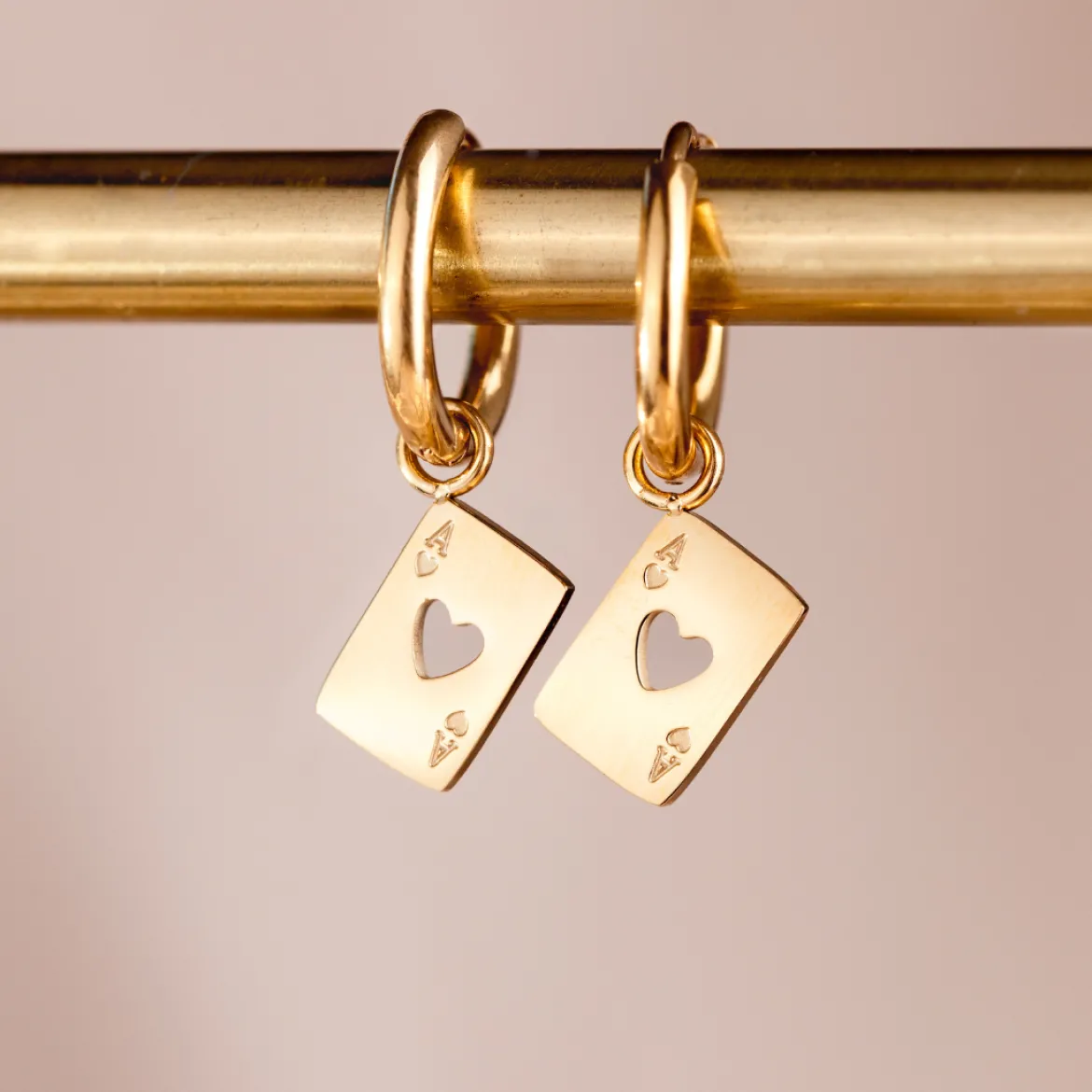 Heart Ace Hoop Set Small Gold