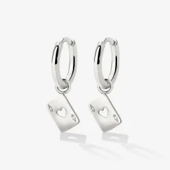 Heart Ace Hoop Set Small Silber