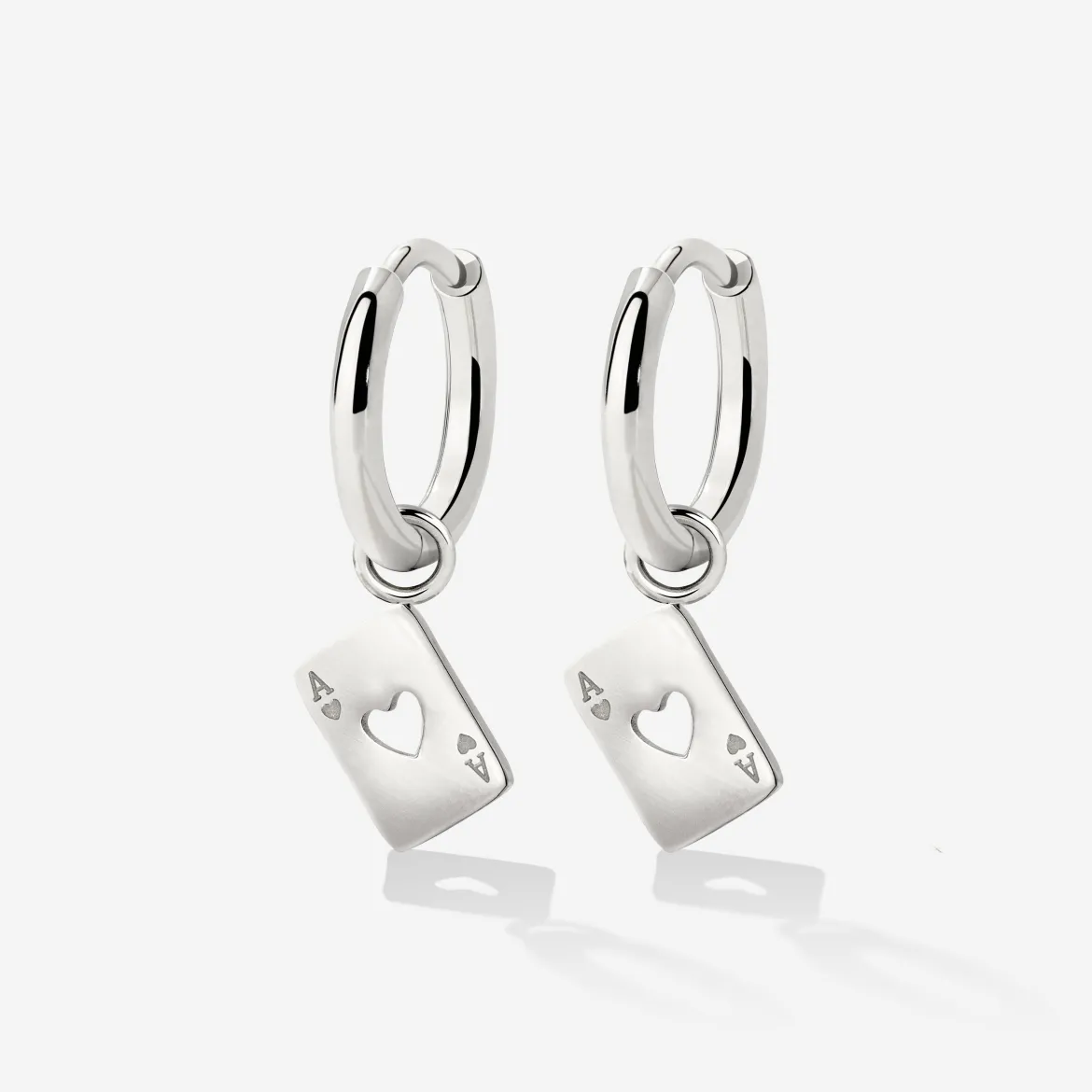 Heart Ace Hoop Set Small Silber
