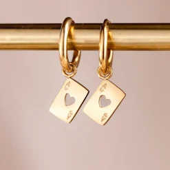 Heart Ace Hoop Set Small Silber
