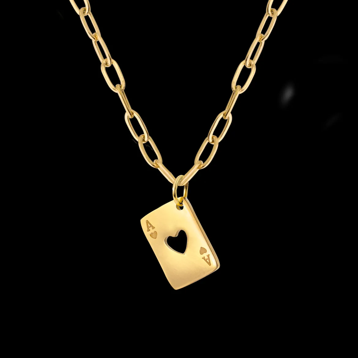 Heart Ace Necklace Gold