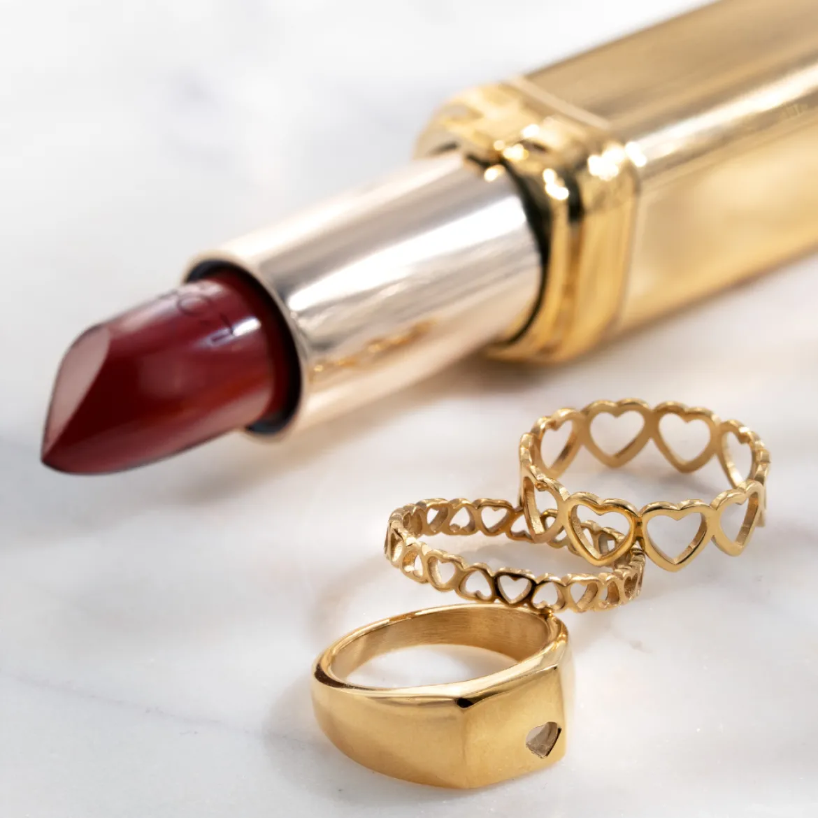 Heart in Heart Ring Gold
