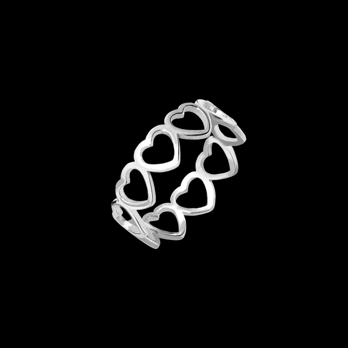 Heart in Heart Ring Silber