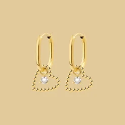 Heart of Gold Oval Hoop Set Baby Gold
