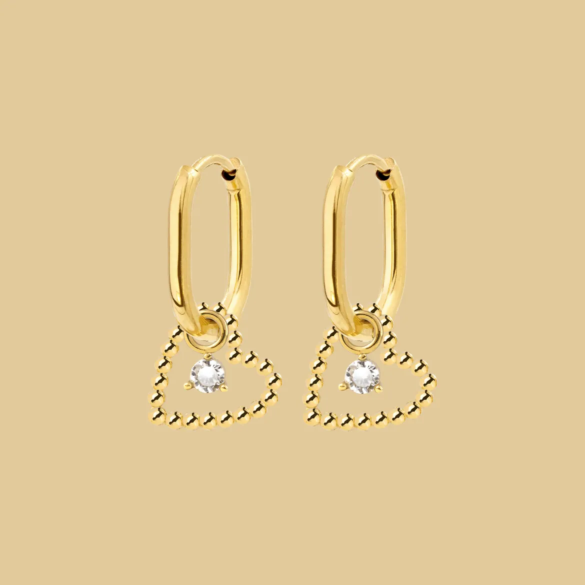 Heart of Gold Oval Hoop Set Baby Gold