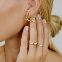 Infinite Beads Hoop Studs Gold