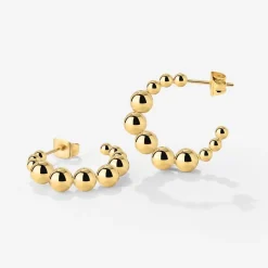 Infinite Beads Hoop Studs Gold
