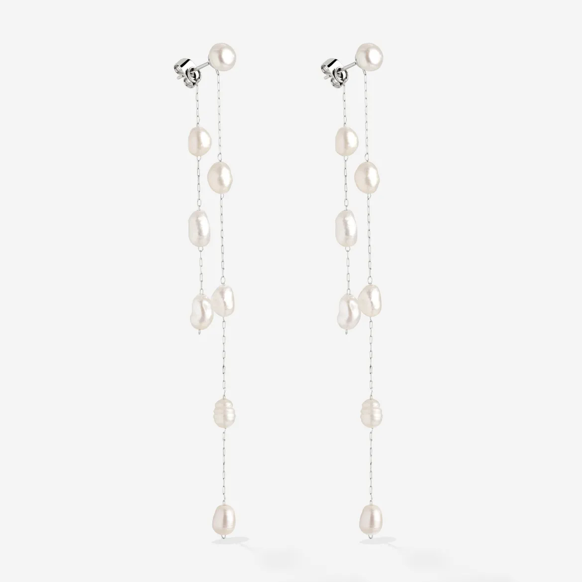 Jules Unique Pearl Fall Studs Silber