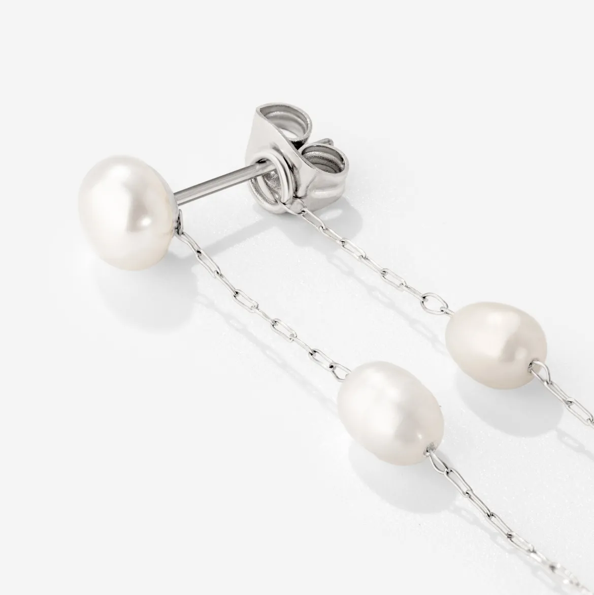 Jules Unique Pearl Fall Studs Silber